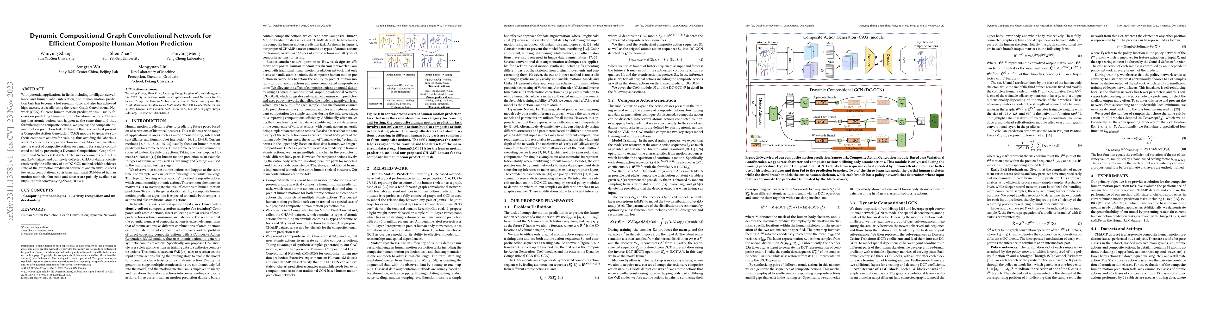 Thumbnail for Dynamic Compositional Graph Convolutional Network for Efficient
  Composite Human Motion Prediction