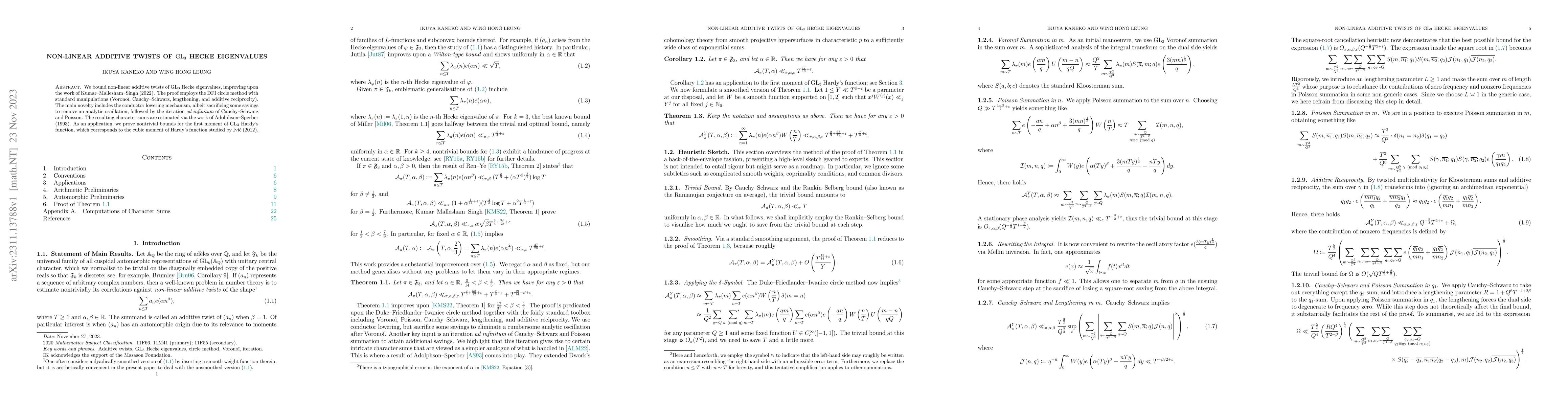 Thumbnail for Non-Linear Additive Twists of $\mathrm{GL}_{3}$ Hecke Eigenvalues