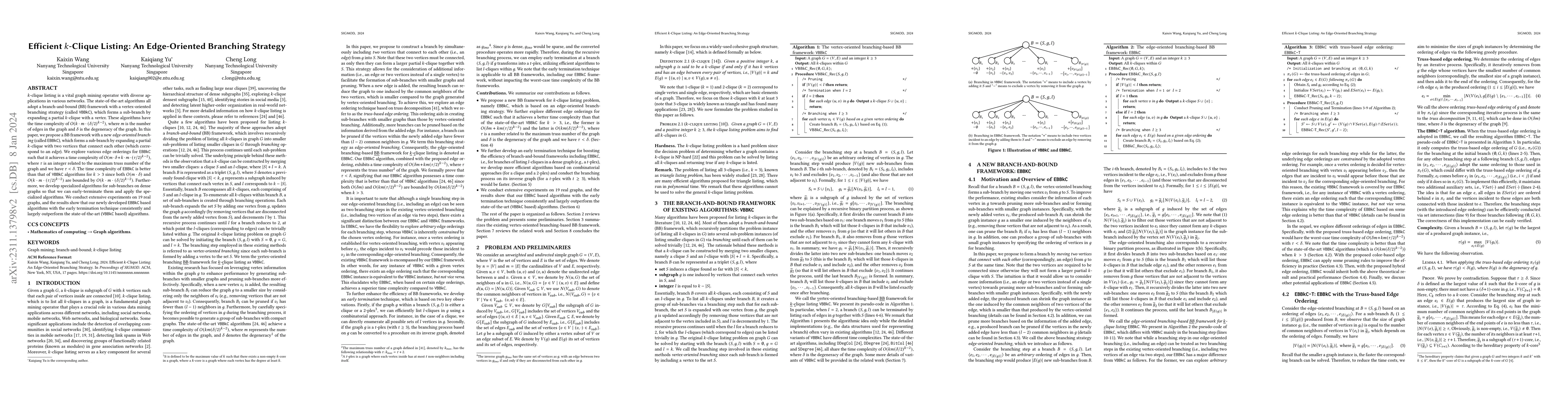 Thumbnail for Efficient $k$-Clique Listing: An Edge-Oriented Branching Strategy