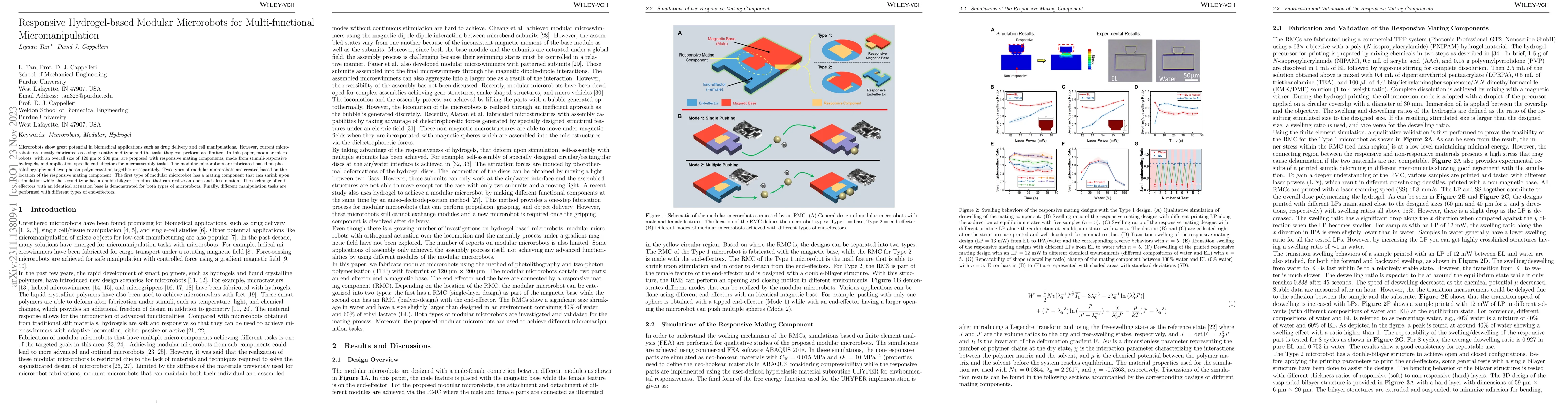 Thumbnail for Responsive Hydrogel-based Modular Microrobots for Multi-functional
  Micromanipulation