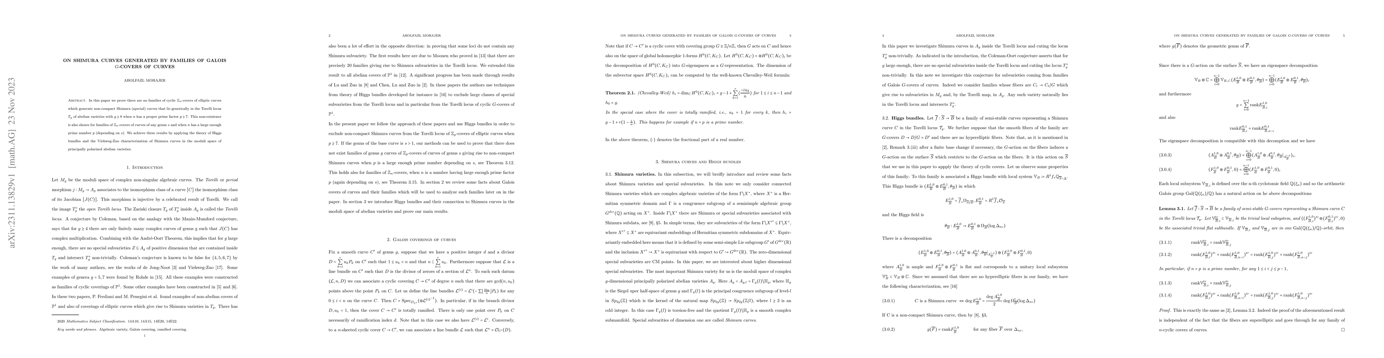 Thumbnail for On Shimura curves generated by families of Galois $G$-covers of curves