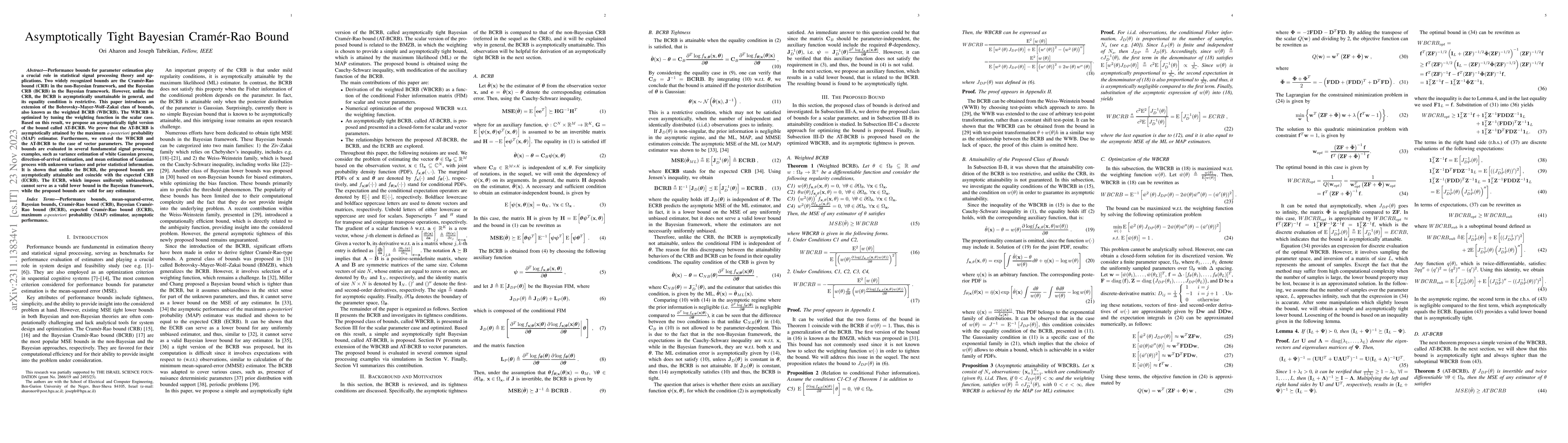 Thumbnail for Asymptotically Tight Bayesian Cram\'{e}r-Rao Bound