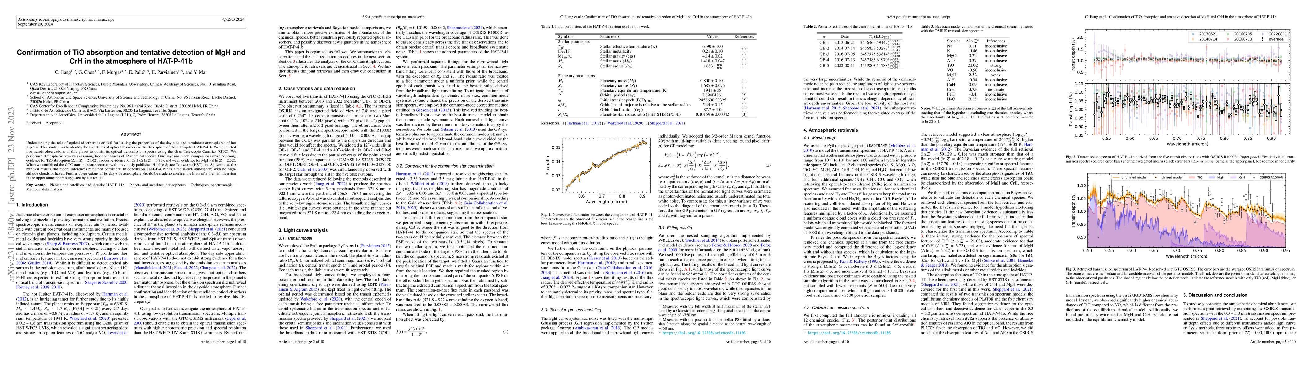 Thumbnail for Confirmation of TiO absorption and tentative detection of MgH and CrH in
  the atmosphere of HAT-P-41b