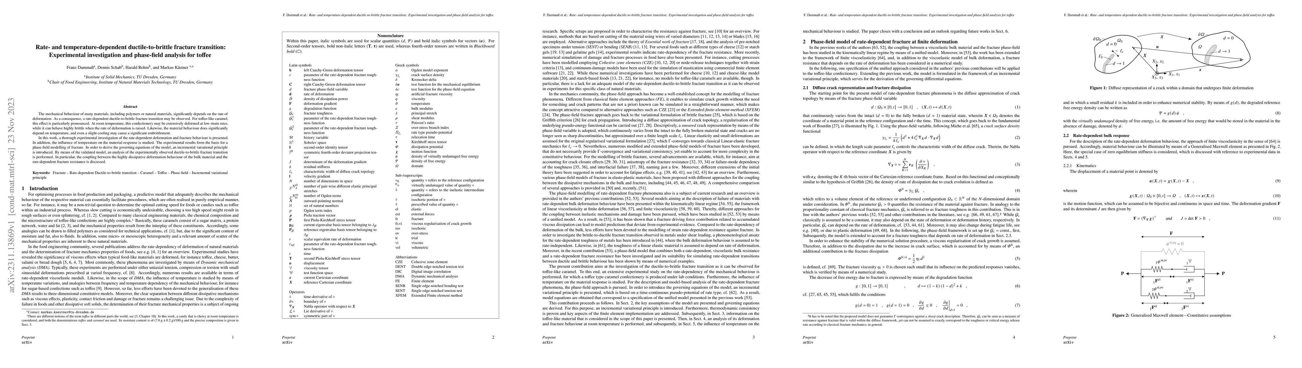 Thumbnail for Rate- and temperature-dependent ductile-to-brittle fracture transition:
  Experimental investigation and phase-field analysis for toffee