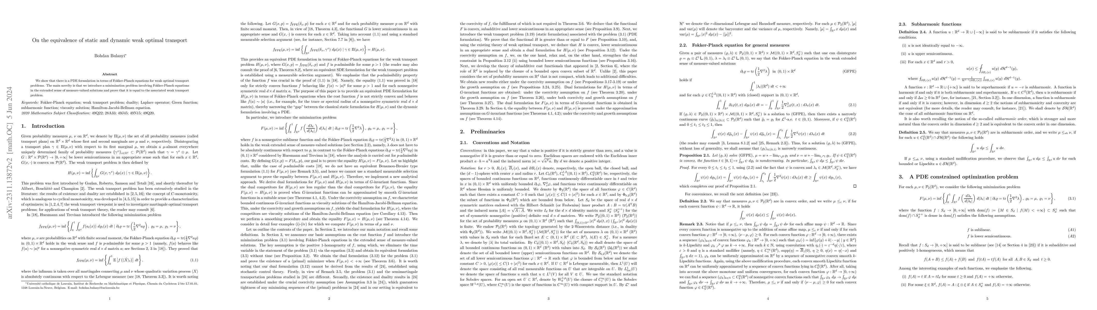 Thumbnail for On the equivalence of static and dynamic weak optimal transport