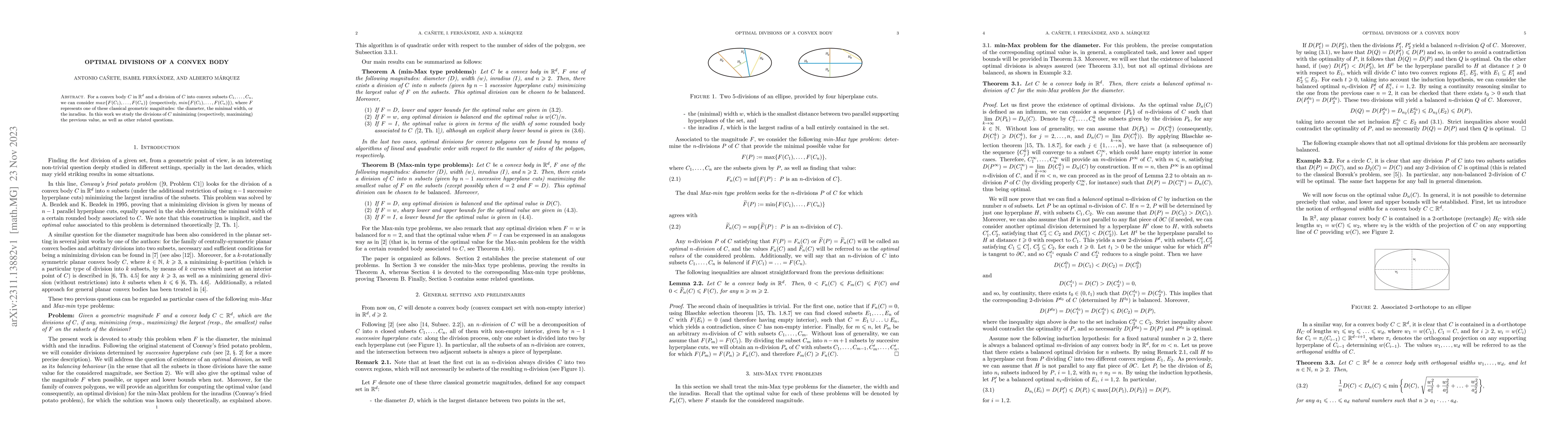 Thumbnail for Optimal divisions of a convex body