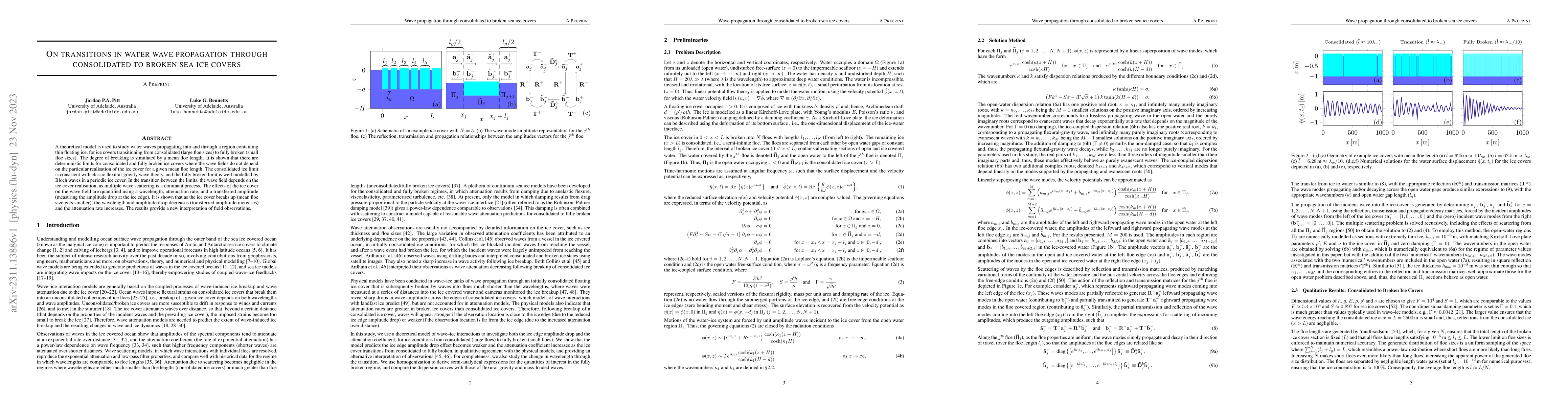 Thumbnail for On transitions in water wave propagation through consolidated to broken
  sea ice covers