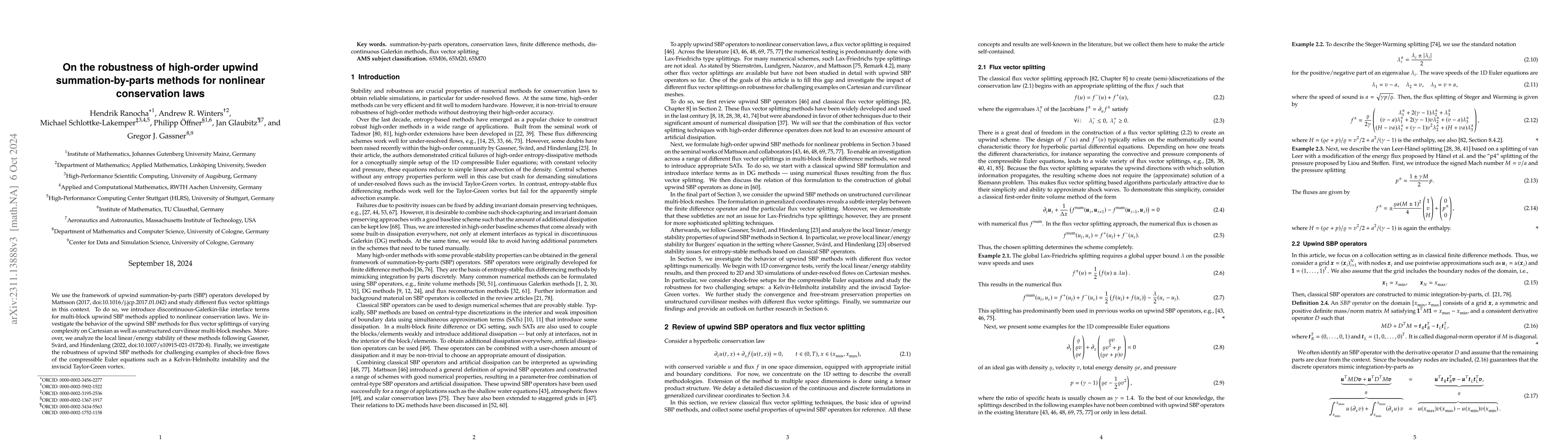 Thumbnail for On the robustness of high-order upwind summation-by-parts methods for
  nonlinear conservation laws