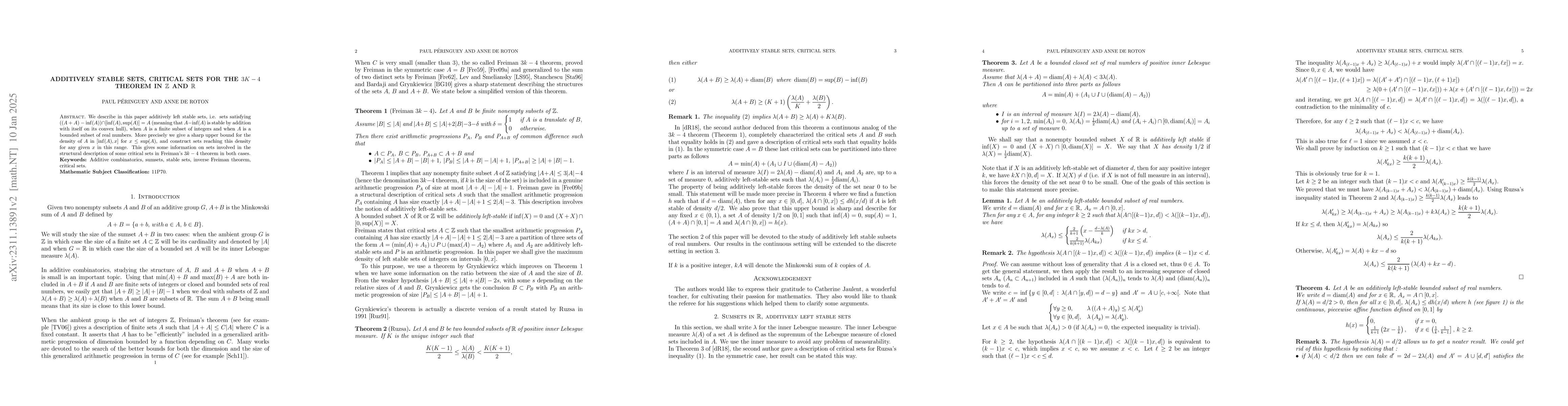 Thumbnail for Additively stable sets, critical sets for the 3k-4 theorem in
  $\mathbb{Z}$ and $\mathbb{R}$