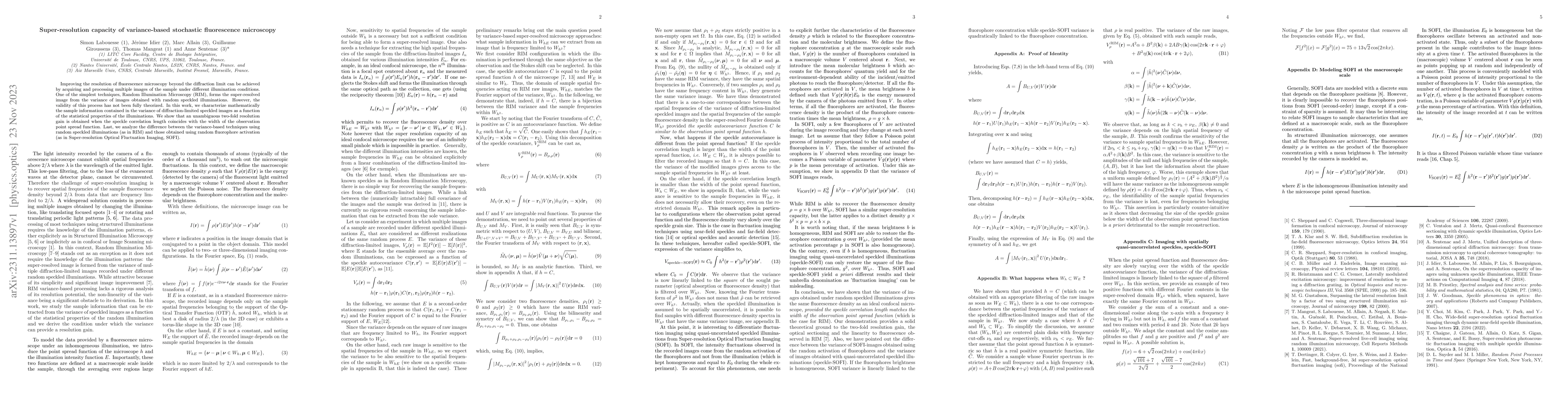Thumbnail for Super-resolution capacity of variance-based stochastic fluorescence
  microscopy