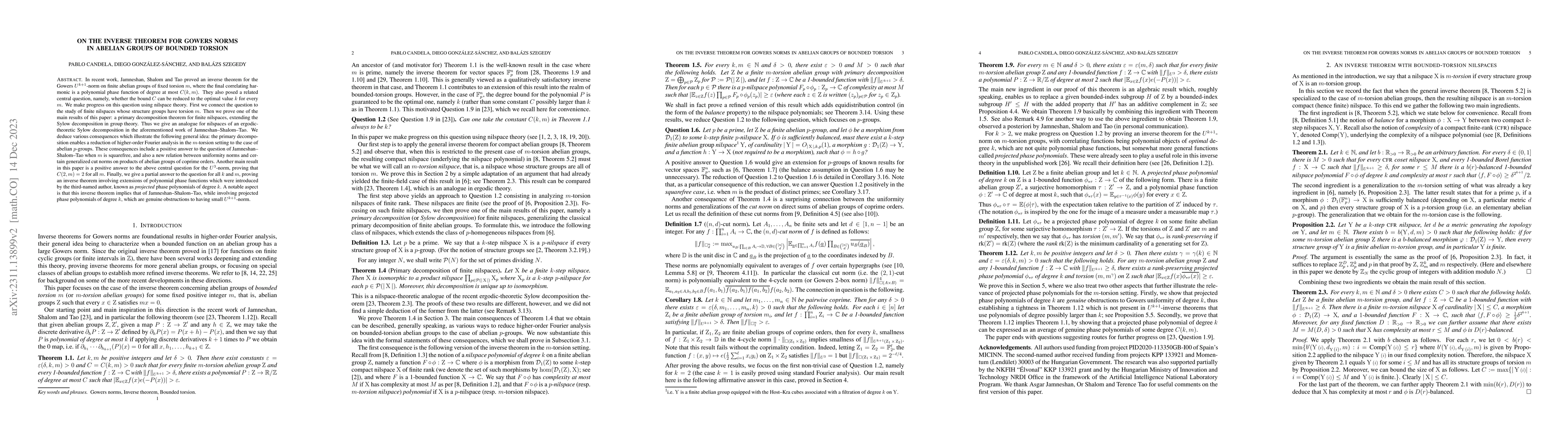 Thumbnail for On the inverse theorem for Gowers norms in abelian groups of bounded
  torsion
