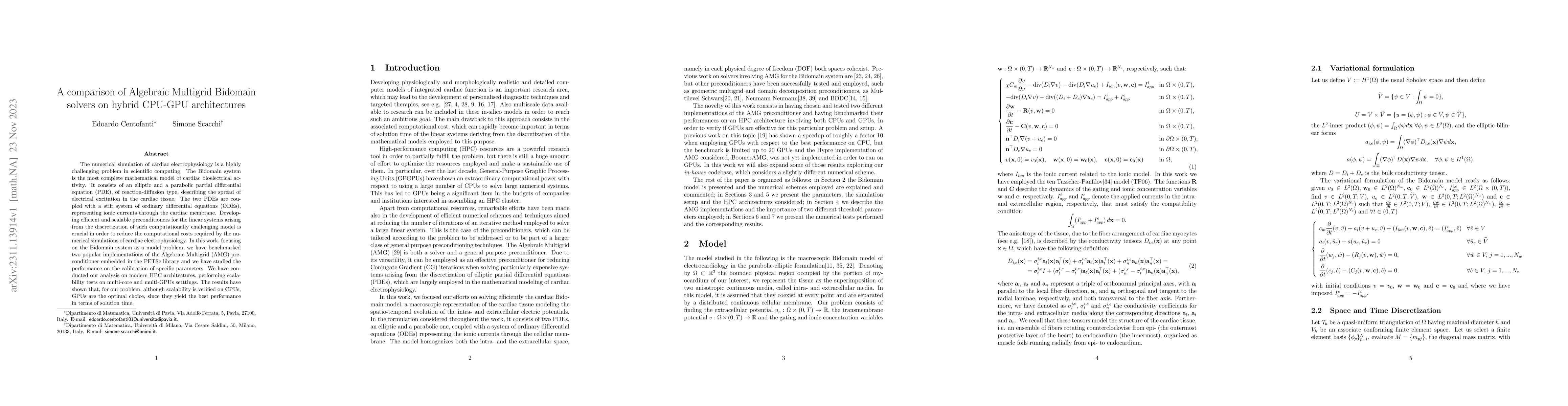 Thumbnail for A comparison of Algebraic Multigrid Bidomain solvers on hybrid CPU-GPU
  architectures