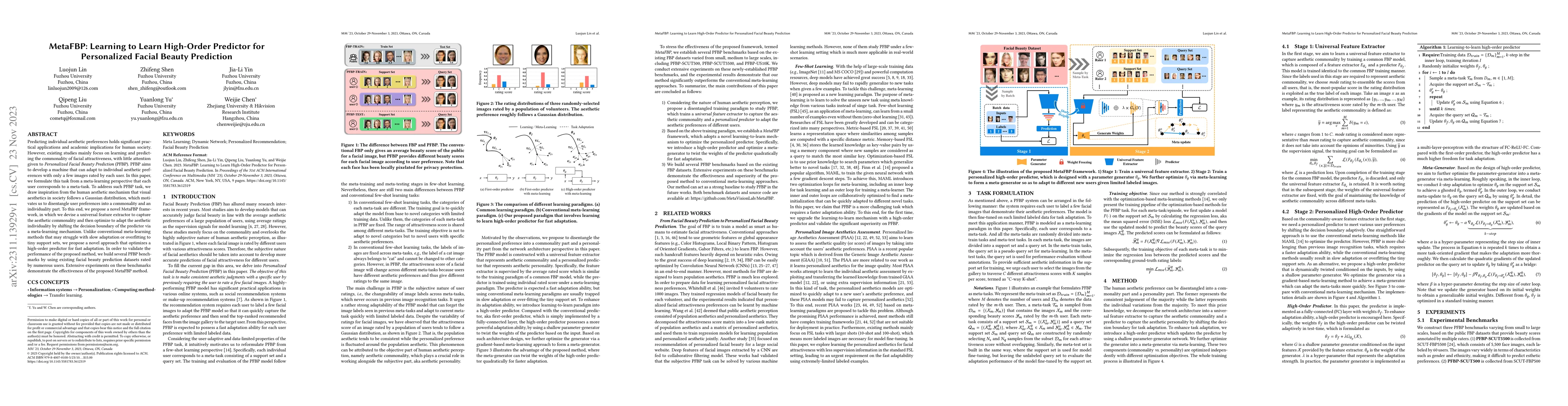 Thumbnail for MetaFBP: Learning to Learn High-Order Predictor for Personalized Facial
  Beauty Prediction
