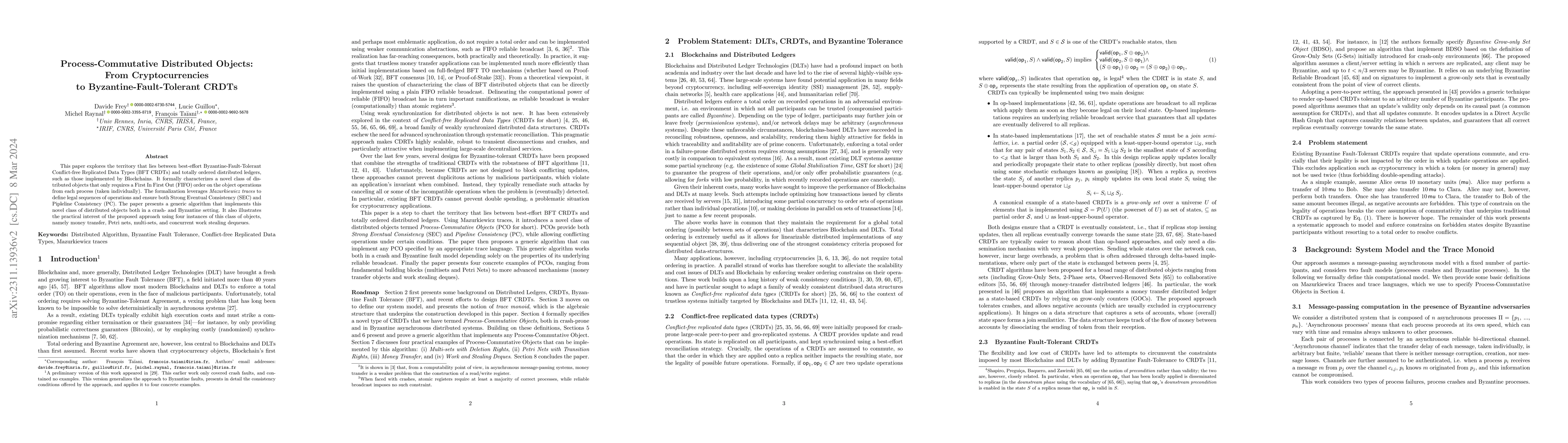 Thumbnail for Process-Commutative Distributed Objects: From Cryptocurrencies to
  Byzantine-Fault-Tolerant CRDTs