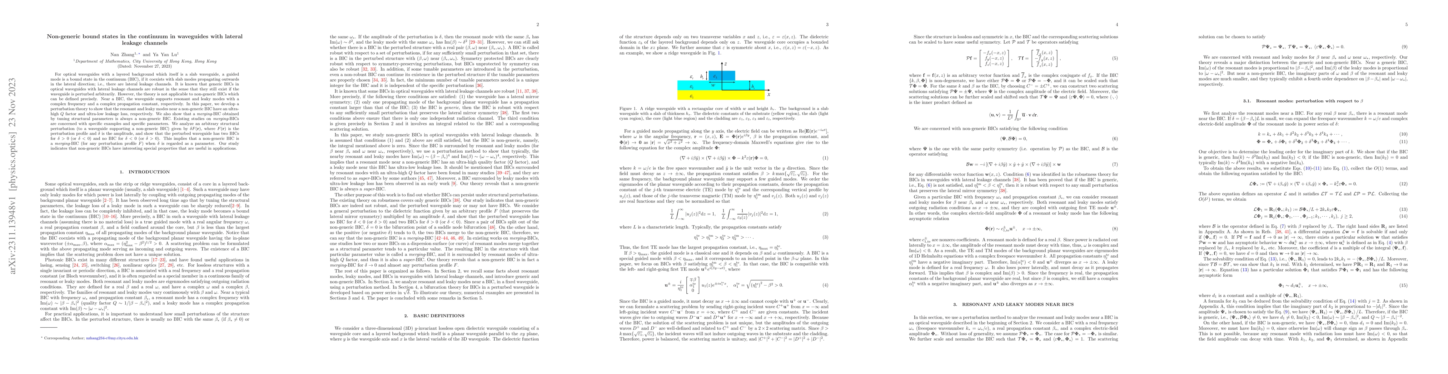 Thumbnail for Non-generic bound states in the continuum in waveguides with lateral
  leakage channels