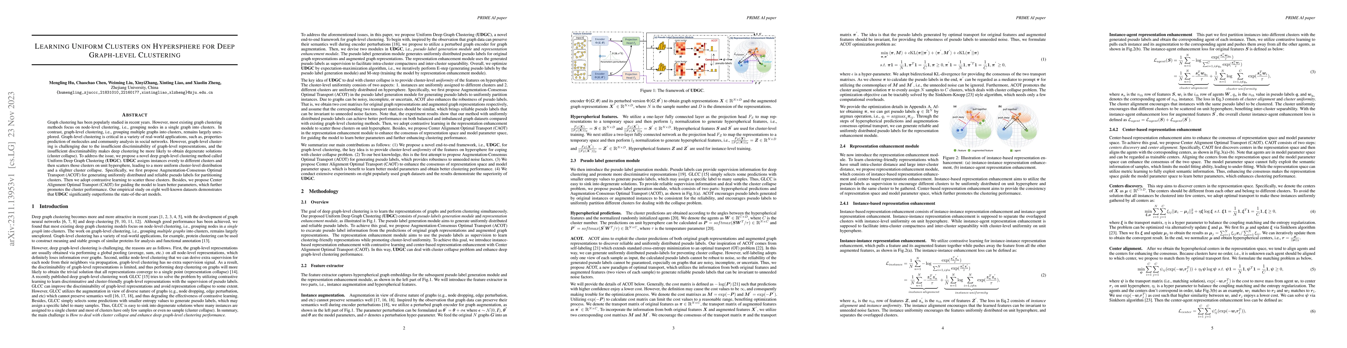 Thumbnail for Learning Uniform Clusters on Hypersphere for Deep Graph-level Clustering