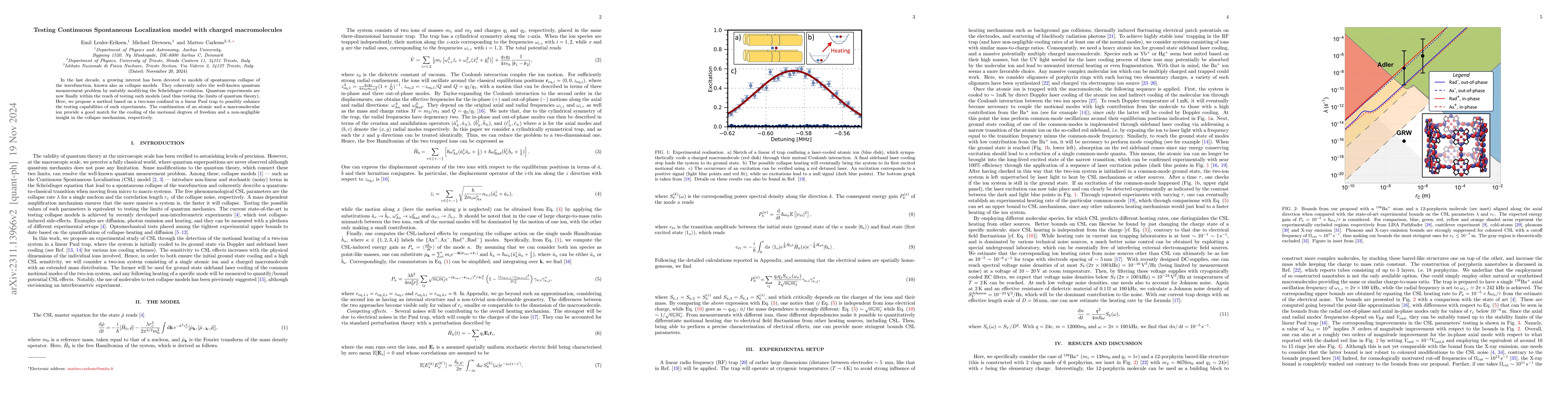 Thumbnail for Testing Continuous Spontaneous Localization model with charged
  macro-molecules
