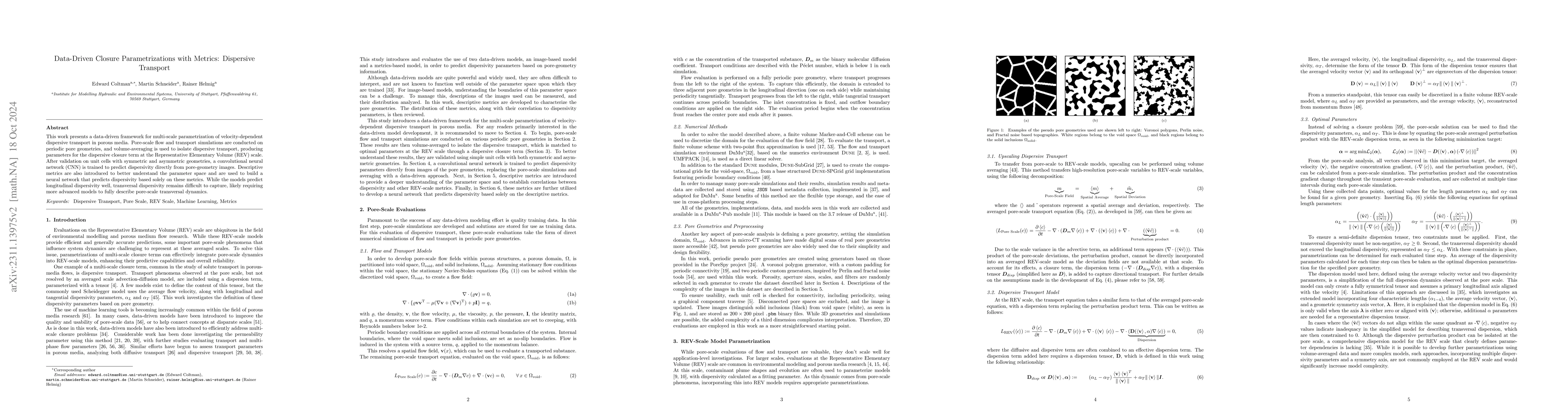 Thumbnail for Data-Driven Scale Bridging Parametrizations with Metrics: Dispersive
  Transport
