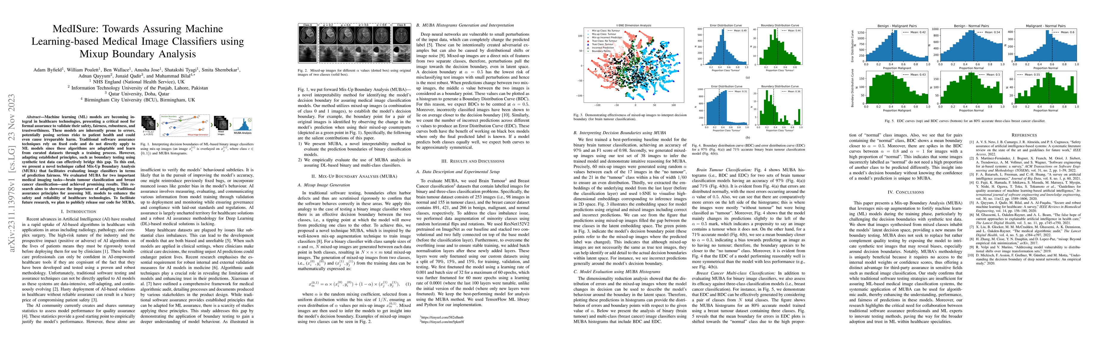Thumbnail for MedISure: Towards Assuring Machine Learning-based Medical Image
  Classifiers using Mixup Boundary Analysis