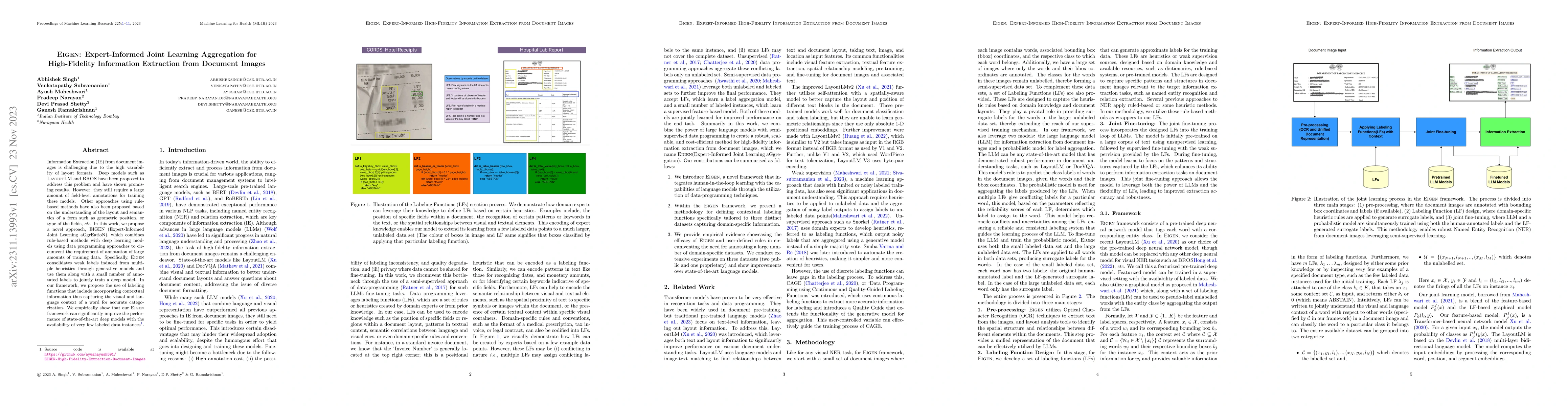 Thumbnail for EIGEN: Expert-Informed Joint Learning Aggregation for High-Fidelity
  Information Extraction from Document Images