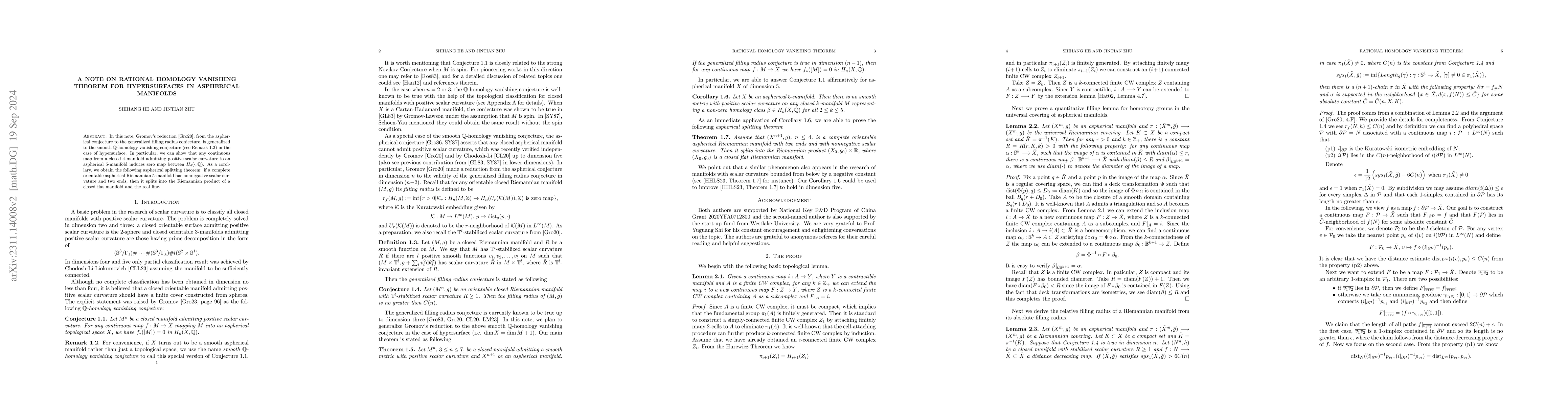 Thumbnail for A note on rational homology vanishing theorem for hypersurfaces in
  aspherical manifolds