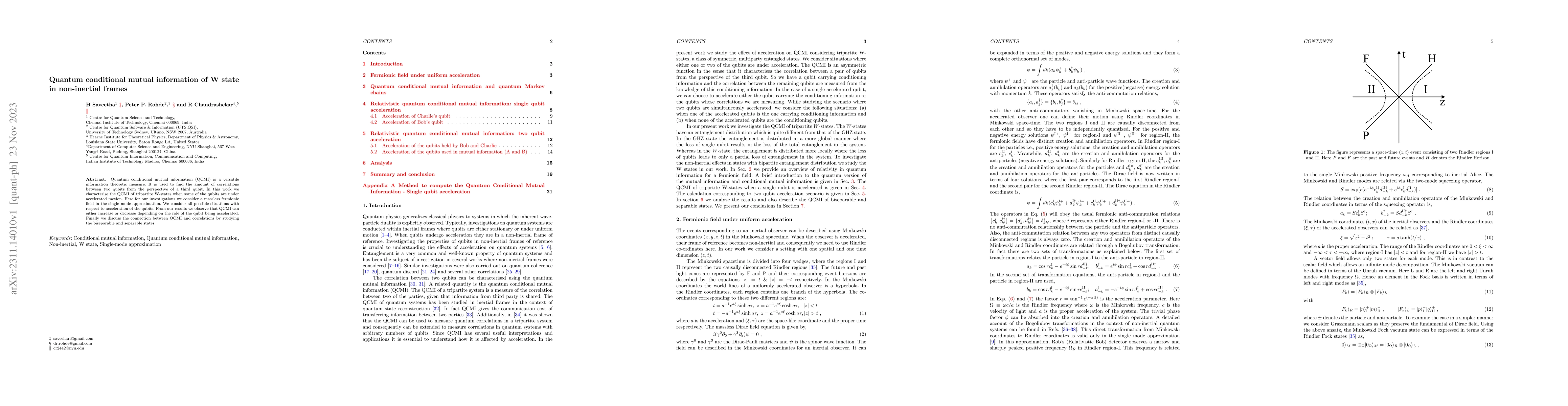 Thumbnail for Quantum conditional mutual information of W state in non-inertial frames