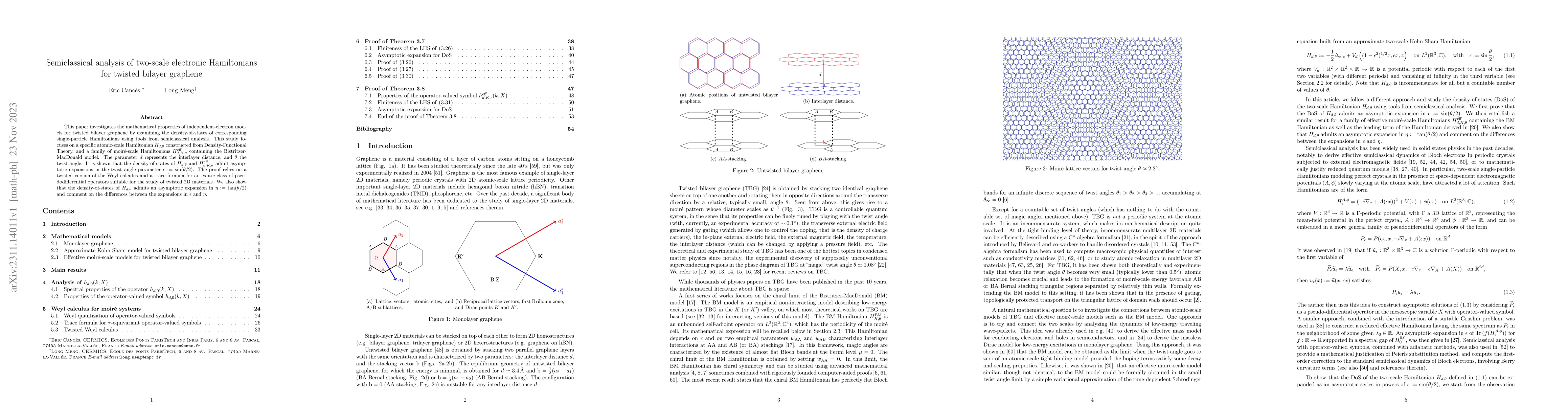 Thumbnail for Semiclassical analysis of two-scale electronic Hamiltonians for twisted
  bilayer graphene