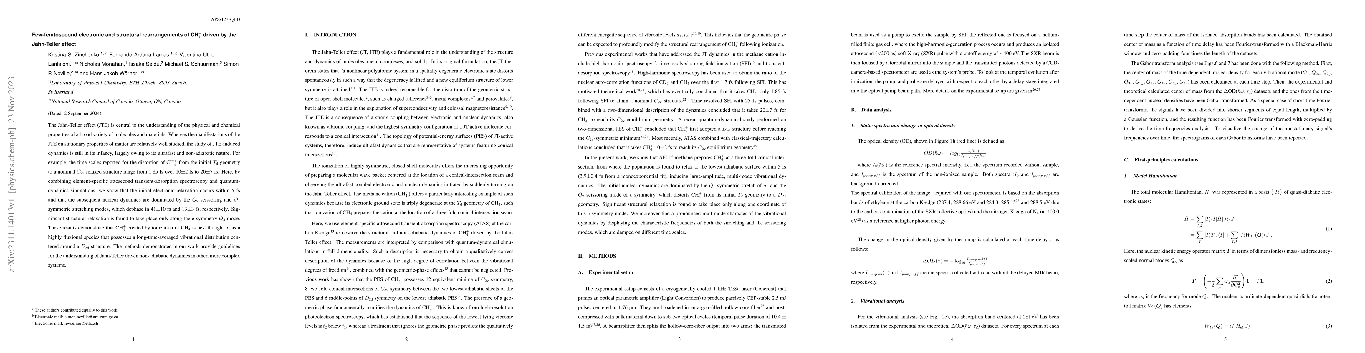 Thumbnail for Few-femtosecond electronic and structural rearrangements of CH$_4^+$
  driven by the Jahn-Teller effect