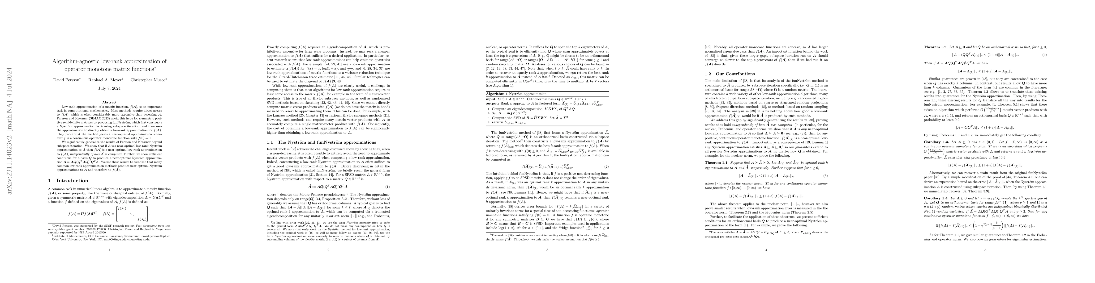 Thumbnail for Algorithm-agnostic low-rank approximation of operator monotone matrix
  functions