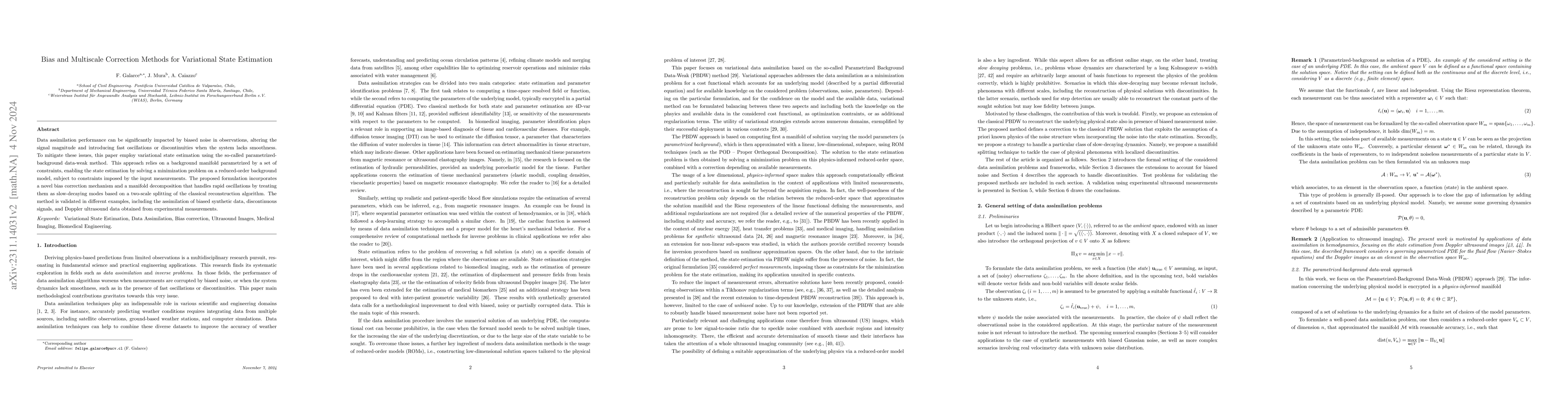 Thumbnail for Bias and Multiscale Correction Methods for Variational State Estimation
  Algorithms