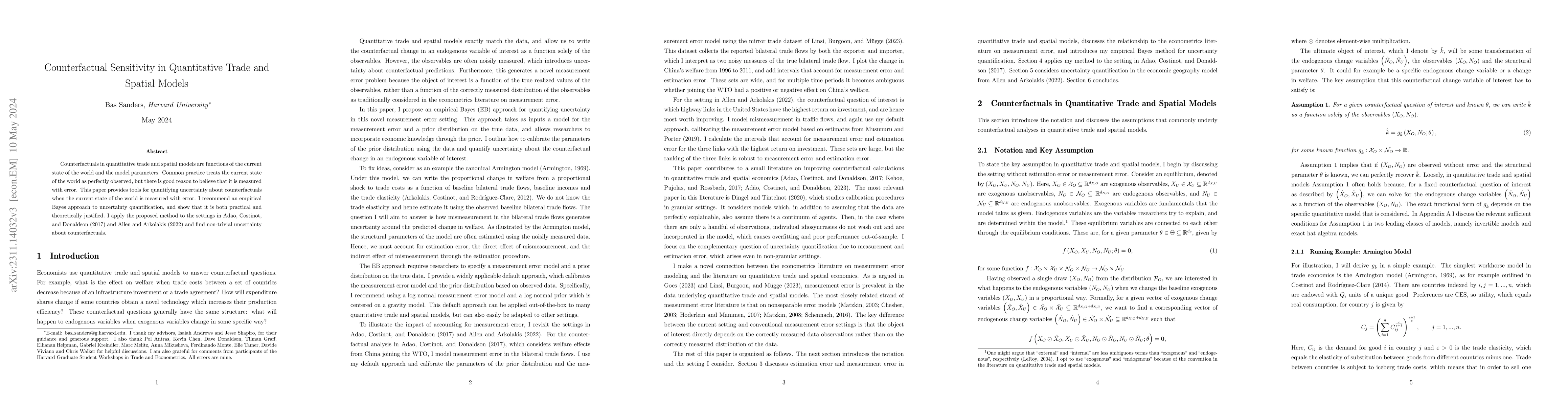 Thumbnail for Counterfactual Sensitivity in Quantitative Trade and Spatial Models