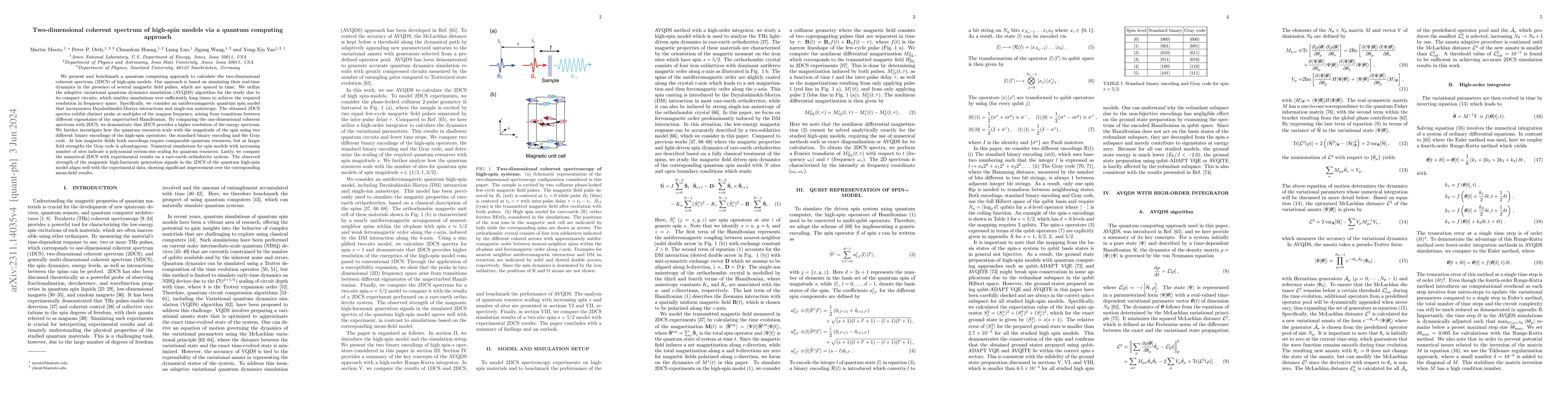 Thumbnail for Two-dimensional coherent spectrum of high-spin models via a quantum
  computing approach