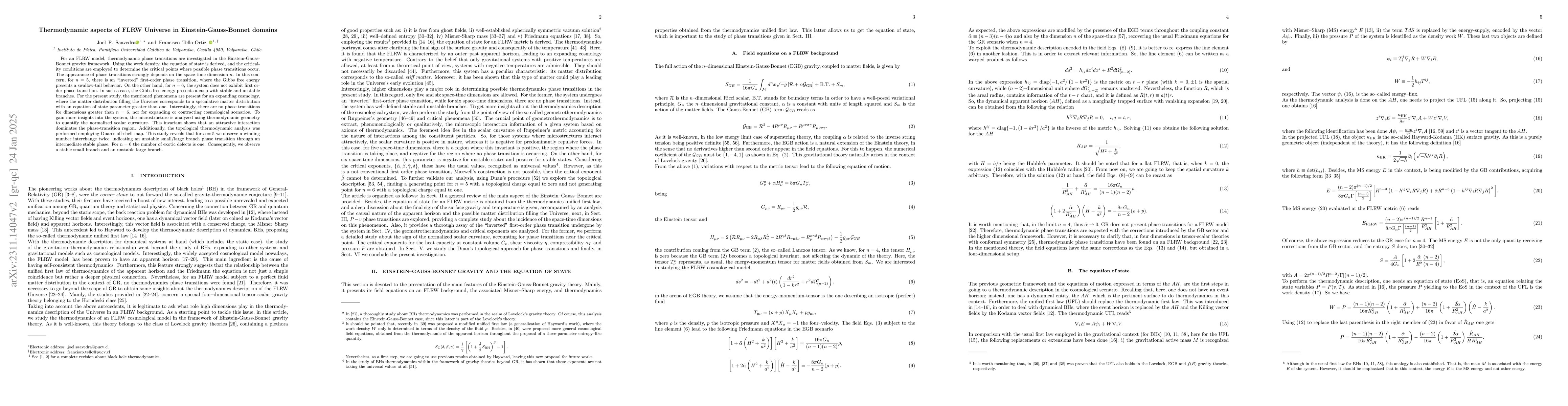Thumbnail for Einstein-Gauss-Bonnet gravity: Phase transitions and micro-structure in
  an FLRW background