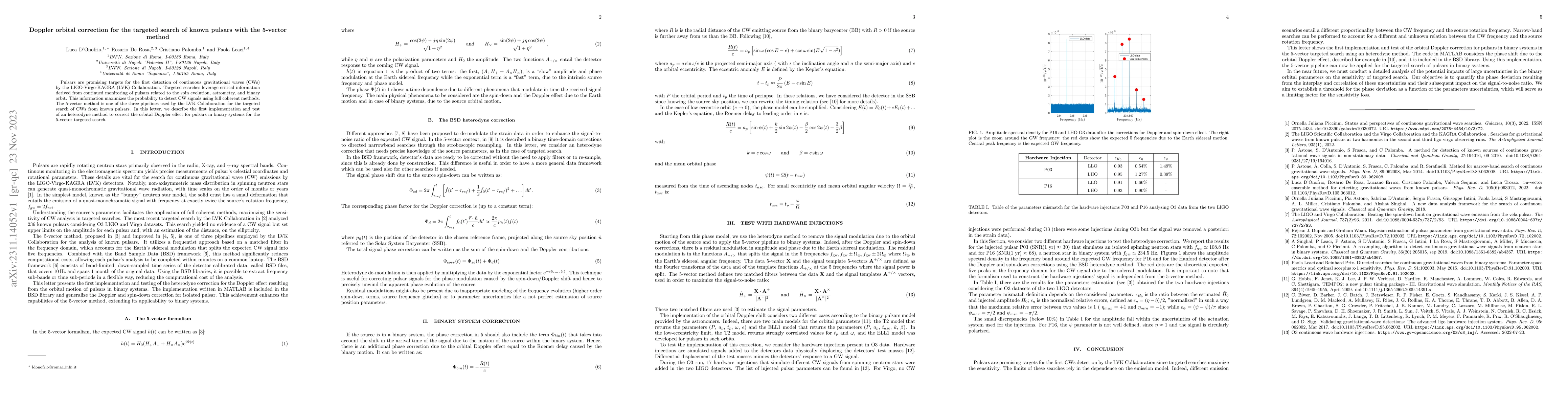 Thumbnail for Doppler orbital correction for the targeted search of known pulsars with
  the 5-vector method