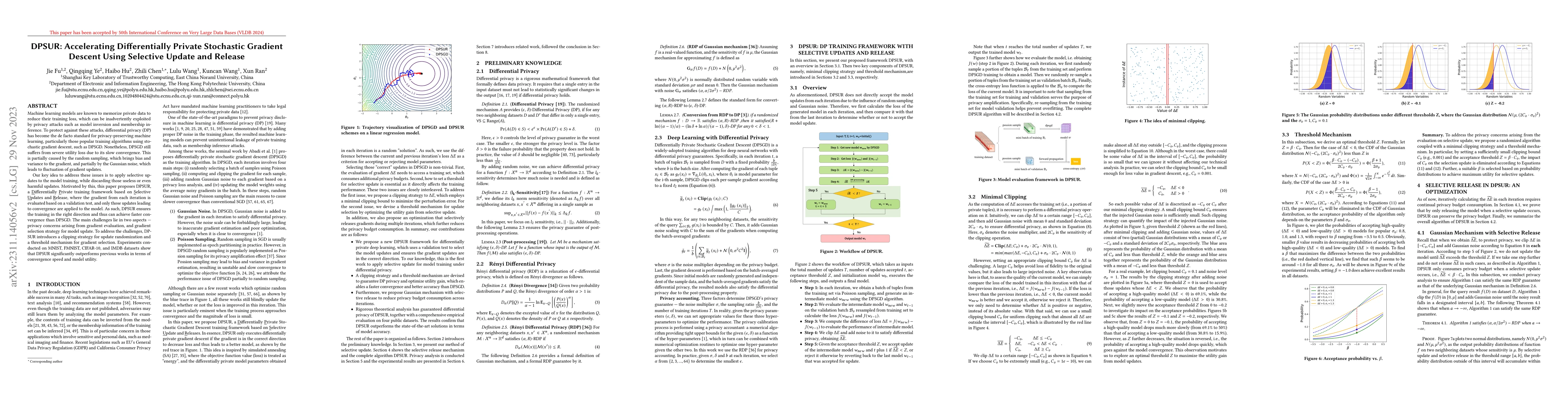 Thumbnail for DPSUR: Accelerating Differentially Private Stochastic Gradient Descent
  Using Selective Update and Release