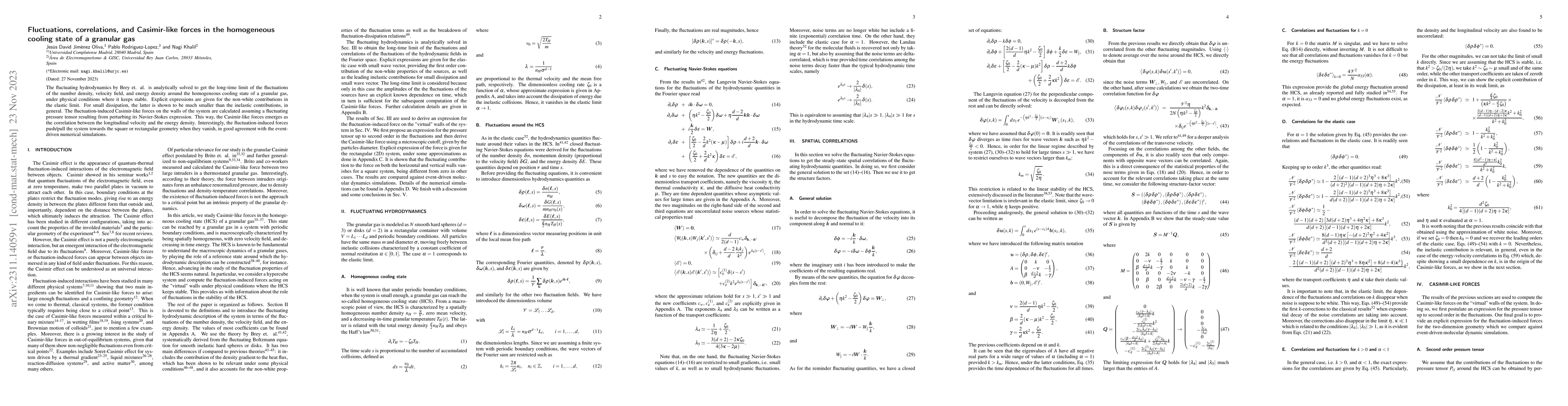 Thumbnail for Fluctuations, correlations, and Casimir-like forces in the homogeneous
  cooling state of a granular gas