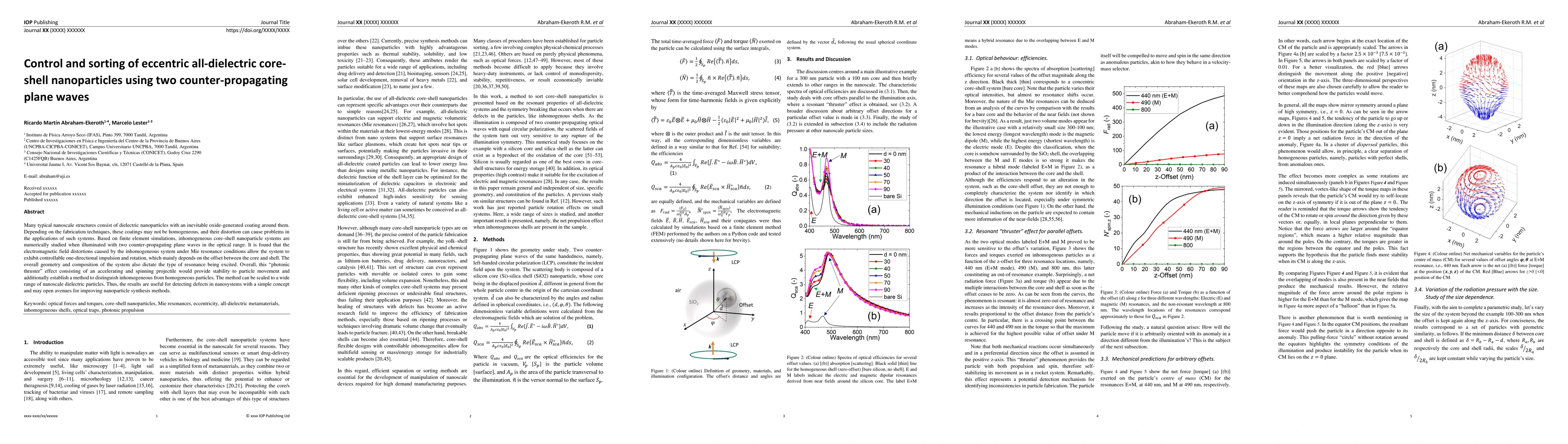 Thumbnail for Control and sorting of eccentric all-dielectric core-shell nanoparticles
  using two counter-propagating plane waves