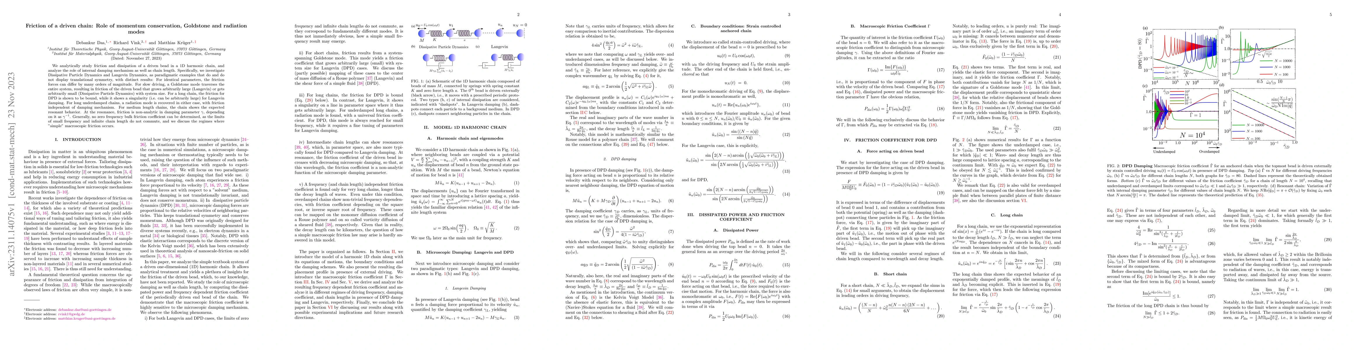 Thumbnail for Friction of a driven chain: Role of momentum conservation, Goldstone and
  radiation modes