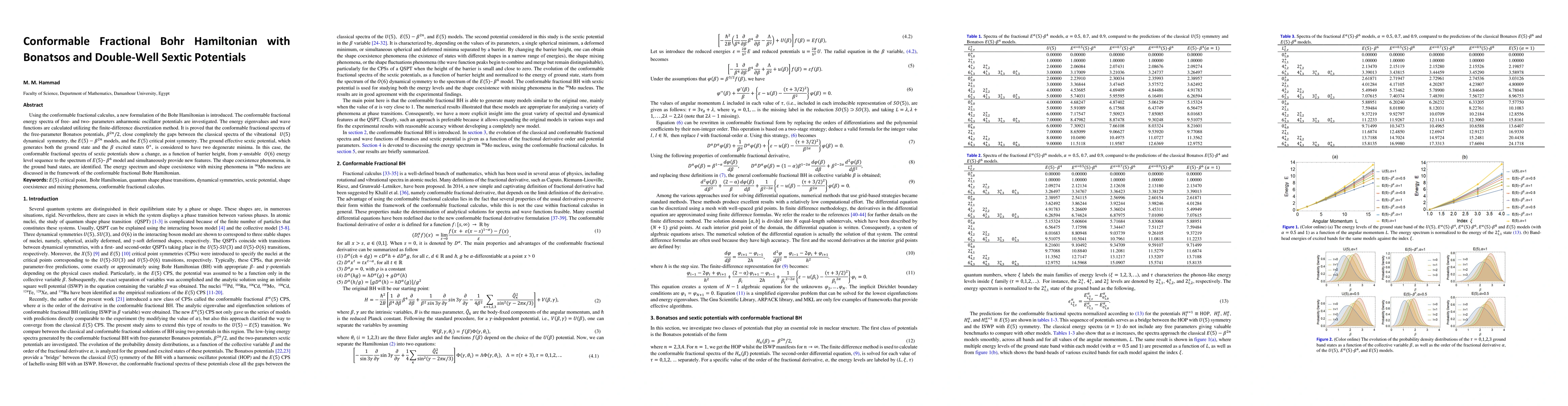 Thumbnail for Conformable Fractional Bohr Hamiltonian with Bonatsos and Double-Well
  Sextic Potentials