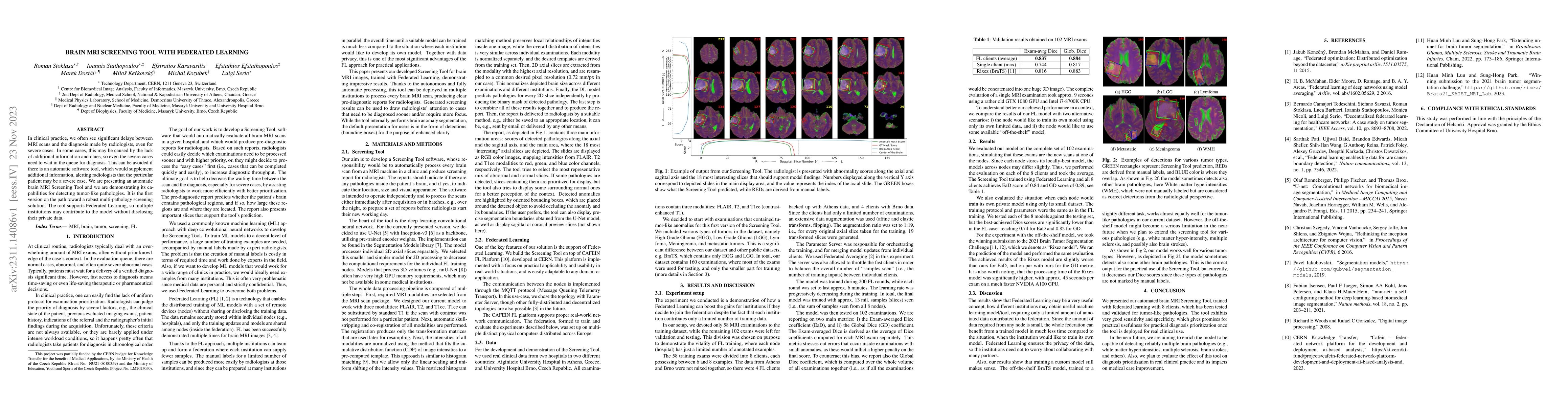 Thumbnail for Brain MRI Screening Tool with Federated Learning