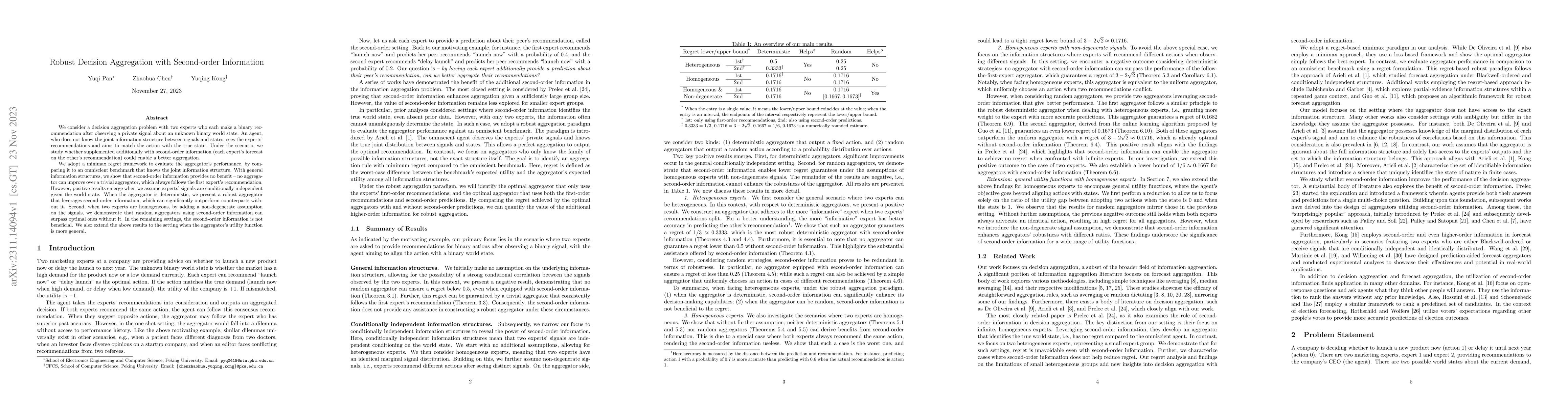Thumbnail for Robust Decision Aggregation with Second-order Information