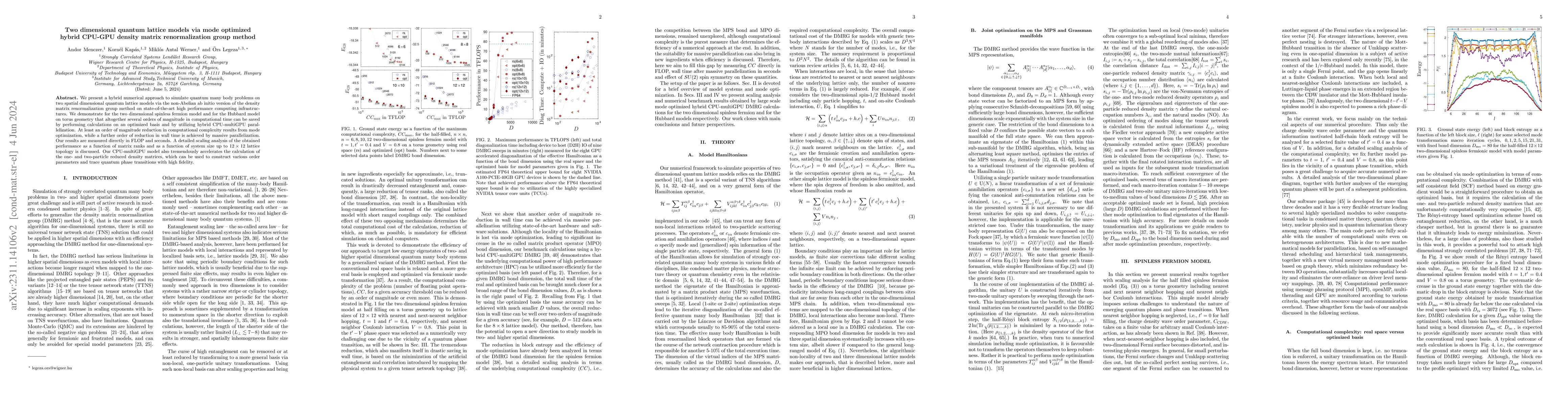 Thumbnail for Two dimensional quantum lattice models via mode optimized hybrid CPU-GPU
  density matrix renormalization group method