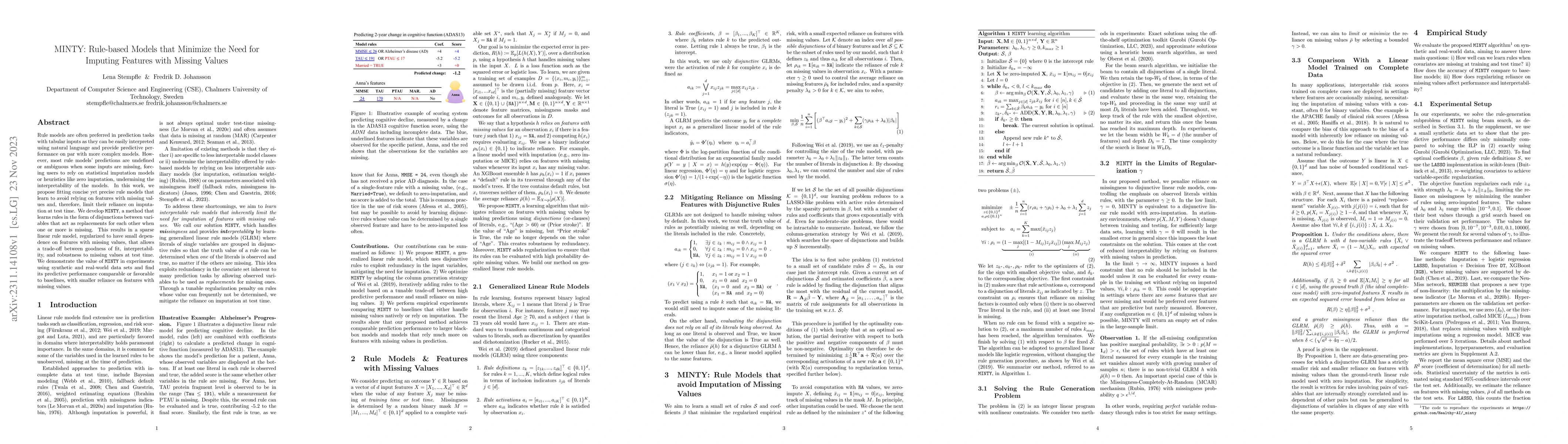 Thumbnail for MINTY: Rule-based Models that Minimize the Need for Imputing Features
  with Missing Values