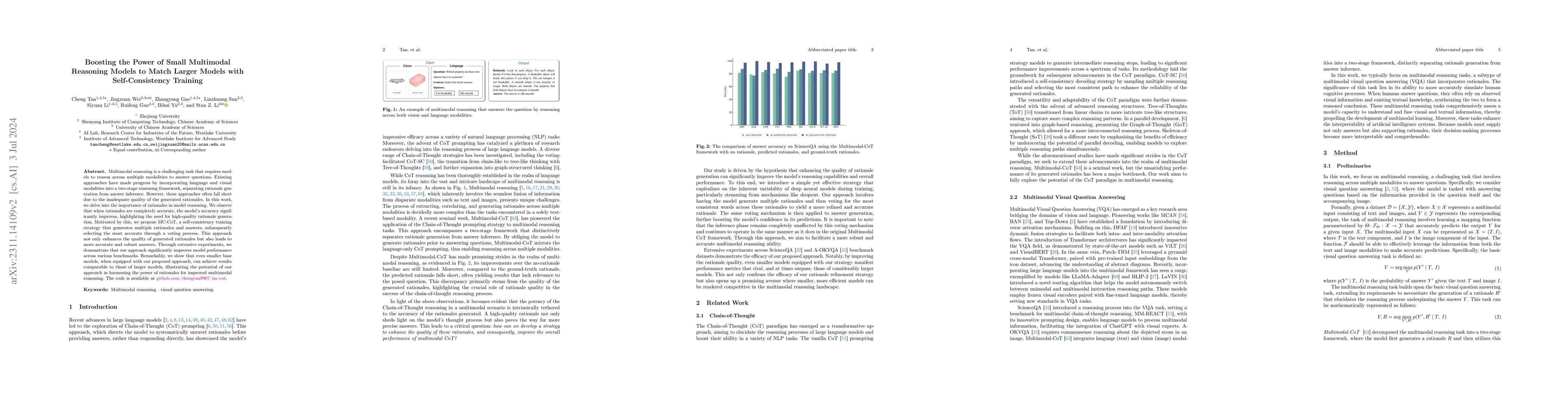 Thumbnail for Boosting the Power of Small Multimodal Reasoning Models to Match Larger
  Models with Self-Consistency Training