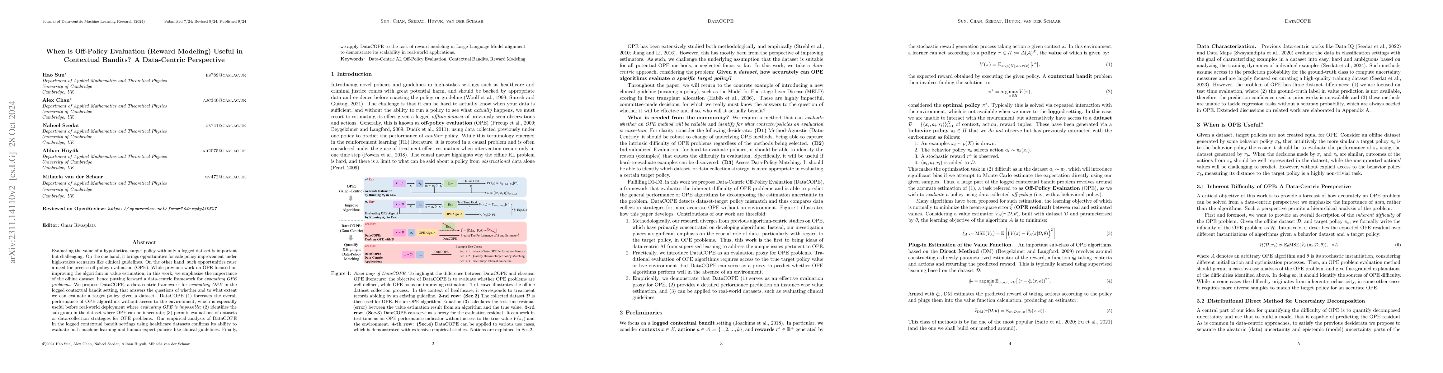 Thumbnail for When is Off-Policy Evaluation Useful? A Data-Centric Perspective