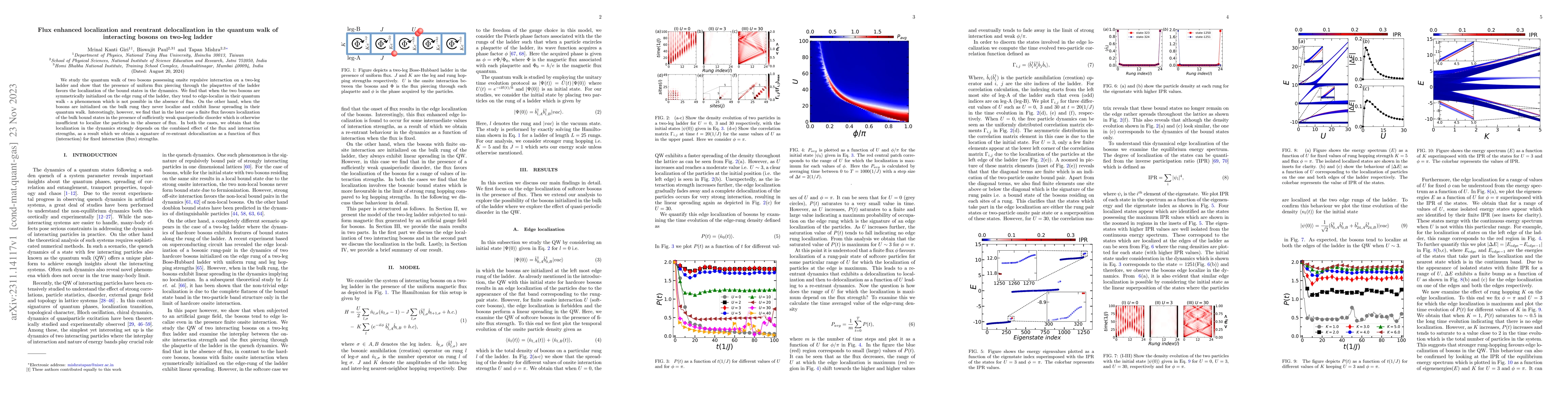 Thumbnail for Flux enhanced localization and reentrant delocalization in the quantum
  walk of interacting bosons on two-leg ladder