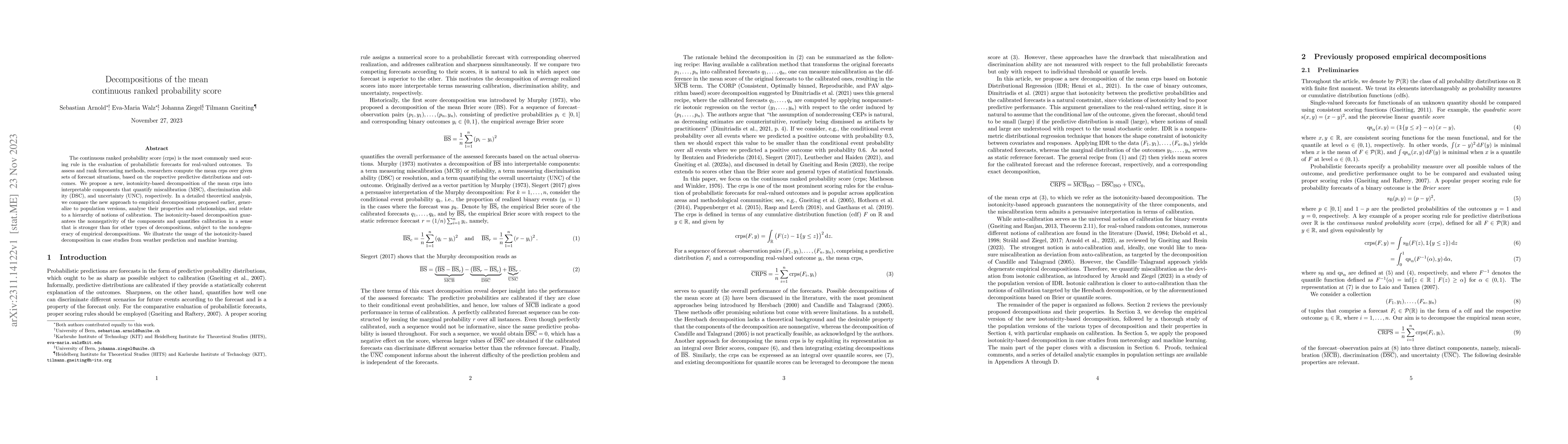 Thumbnail for Decompositions of the mean continuous ranked probability score