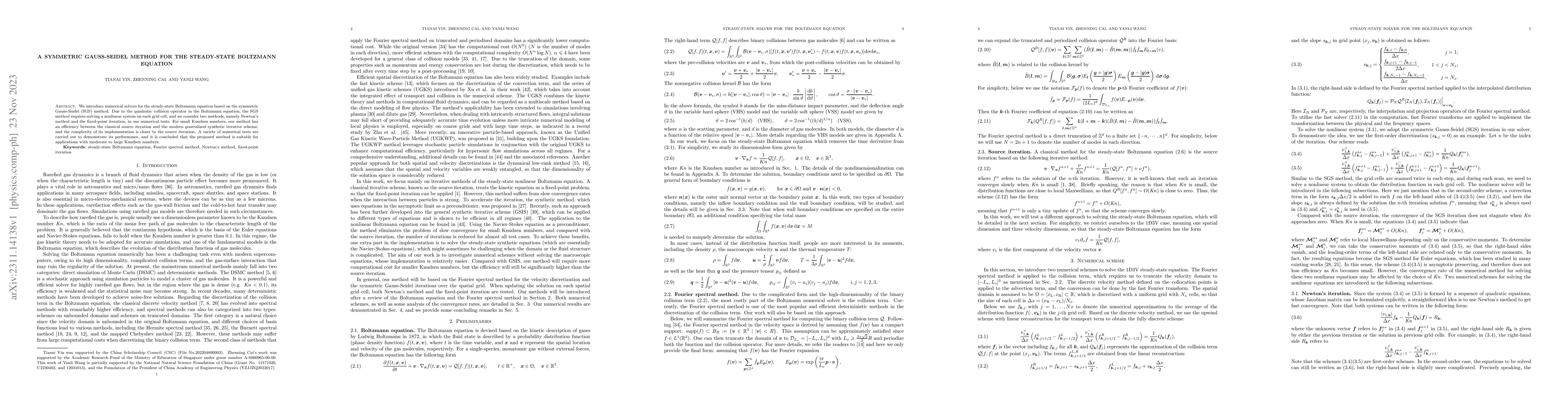 Thumbnail for A symmetric Gauss-Seidel method for the steady-state Boltzmann equation