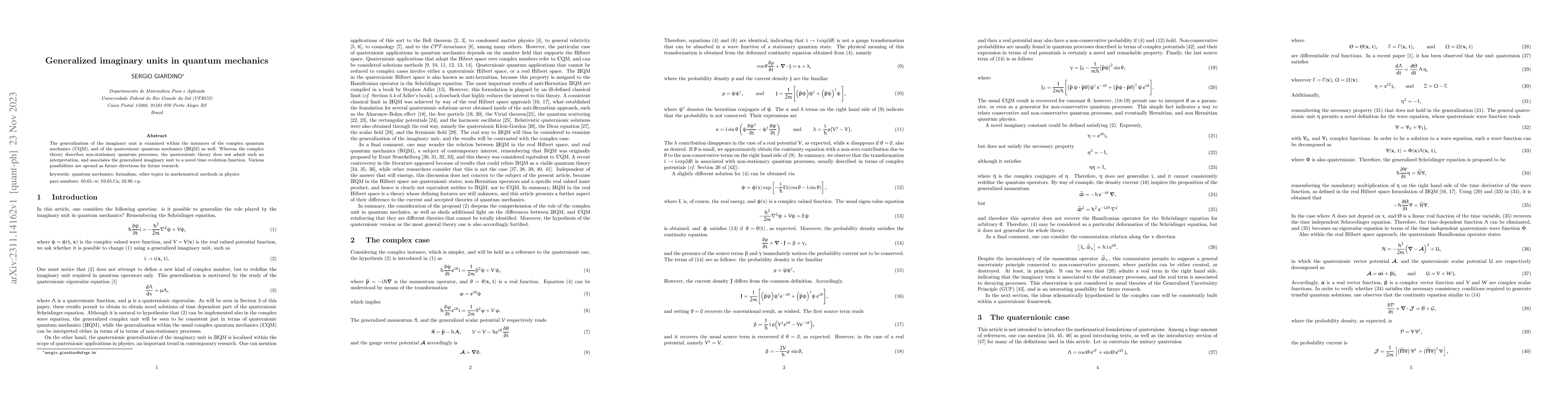 Thumbnail for Generalized imaginary units in quantum mechanics