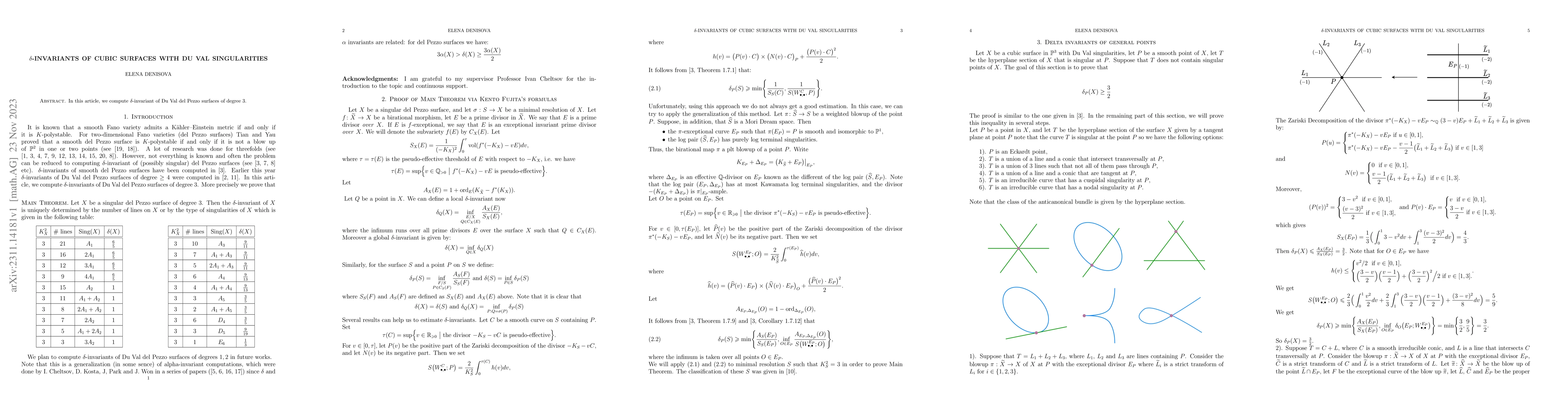 Thumbnail for $\delta$-invariants of cubic surfaces with Du Val singularities